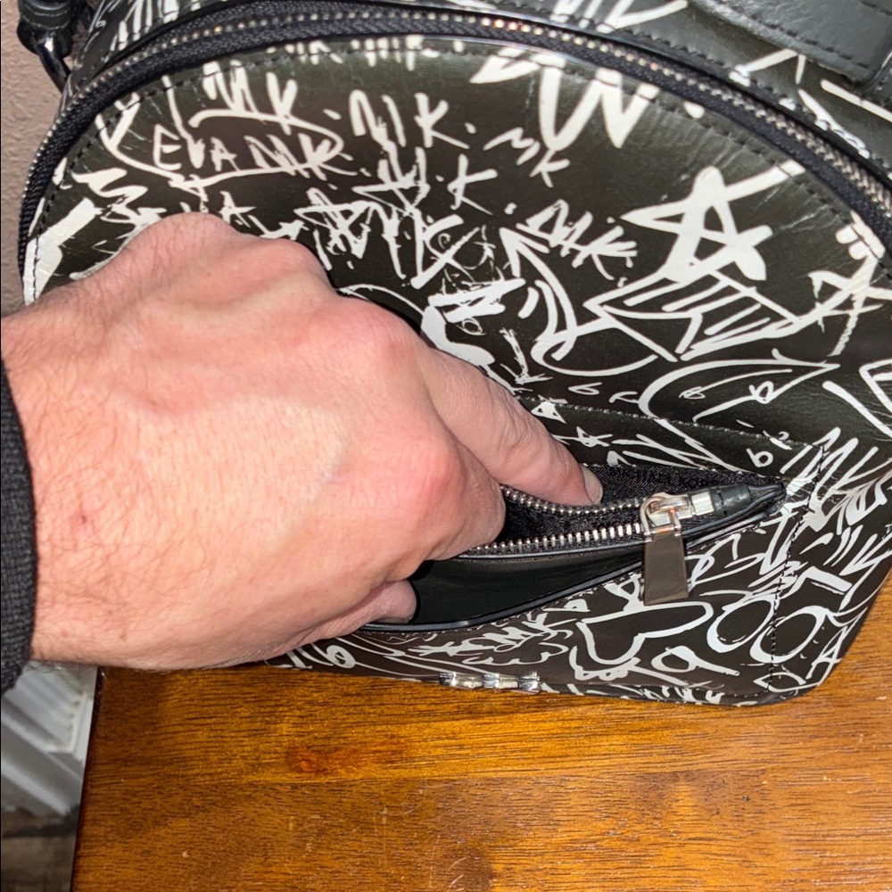 Michael Kors Urban Black and White convertible Backpack/ top handbag/crossbody/ - Picture 12 of 16